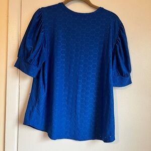 Kim & Cami Blue Puff Sleeve Blouse Size Medium